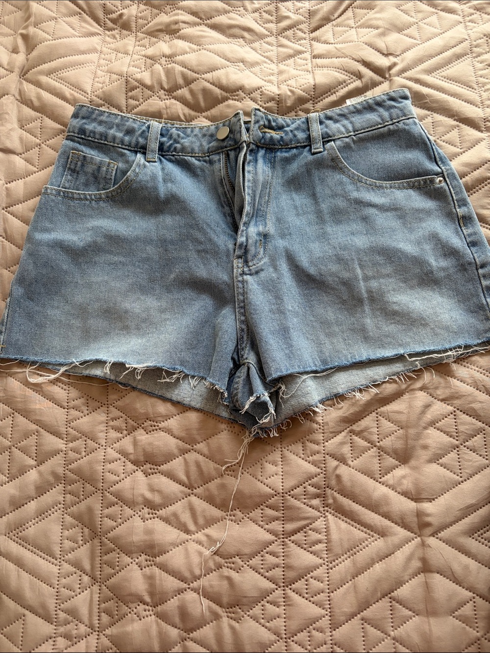 SHEIN Light Blue Distressed Denim Shorts